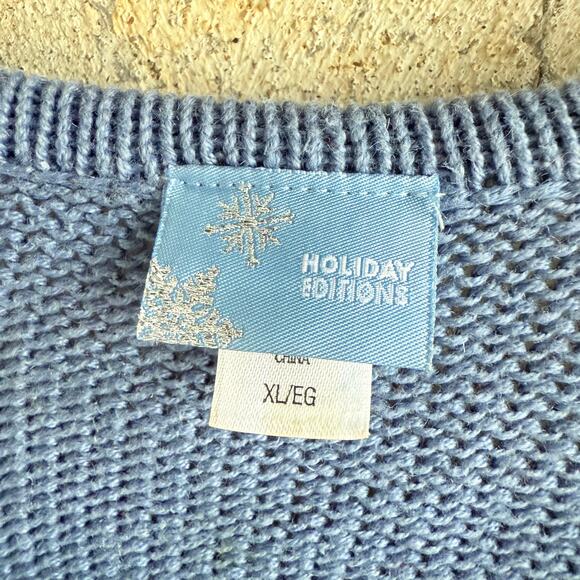 Christmas Sweater Cardigan Snowman Sleigh Presents Embroidered Womens XL Holiday - Picture 5 of 8